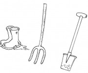 Coloriage Outils de jardinage facile