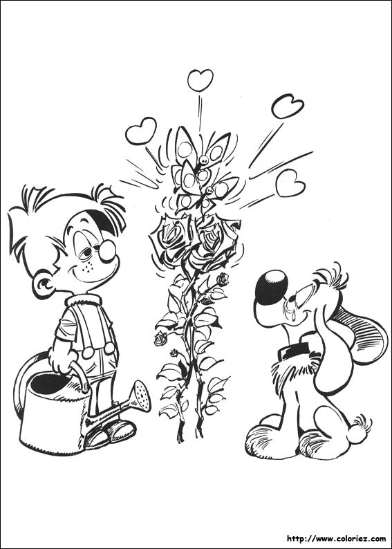 Coloriage et dessins gratuits Petit garçon en amour avec les fleurs à imprimer