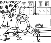 Coloriage et dessins gratuit Petit ours fait du jardinage à imprimer