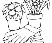 Coloriage Pots  de fleurs et accessoires