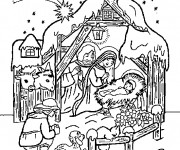 Coloriage Crèche Jésus en couleur dessin gratuit à imprimer