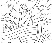 Coloriage Jésus avec ses disciples dans Le Navire