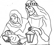 Coloriage Jésus Bébé et Joseph