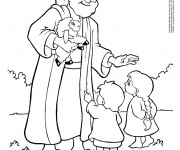 Coloriage J&eacute;sus Christ enseigne Les Enfants