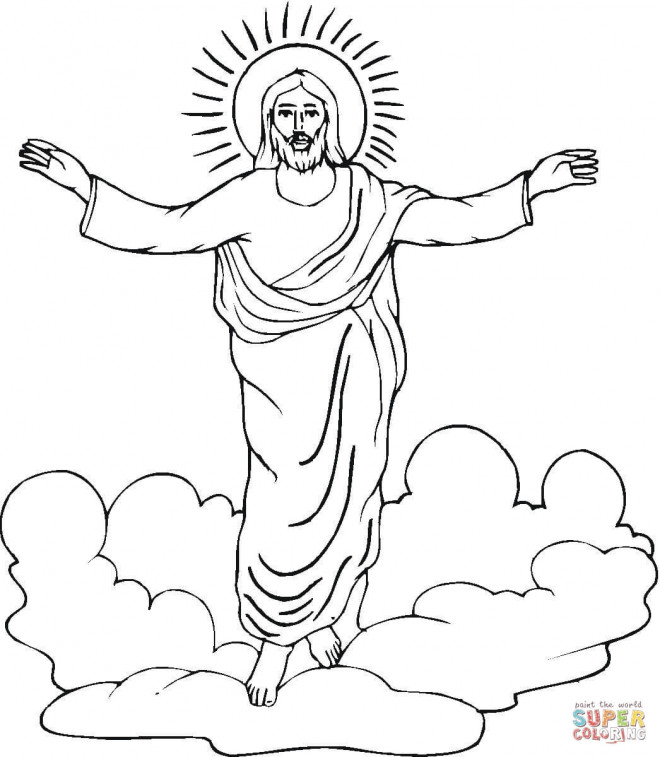 Coloriage et dessins gratuits Jésus dans Le Ciel à imprimer