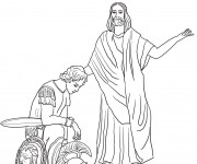 Coloriage Jésus et Le Soldat Romain