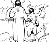 Coloriage Jésus et Ses Disciples en vecteur