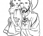 Coloriage J&eacute;sus et Une petite Fille