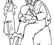 Coloriage Jésus le Seigneur avec Un Enfant
