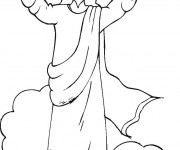 Coloriage J&eacute;sus sur Les Nuages