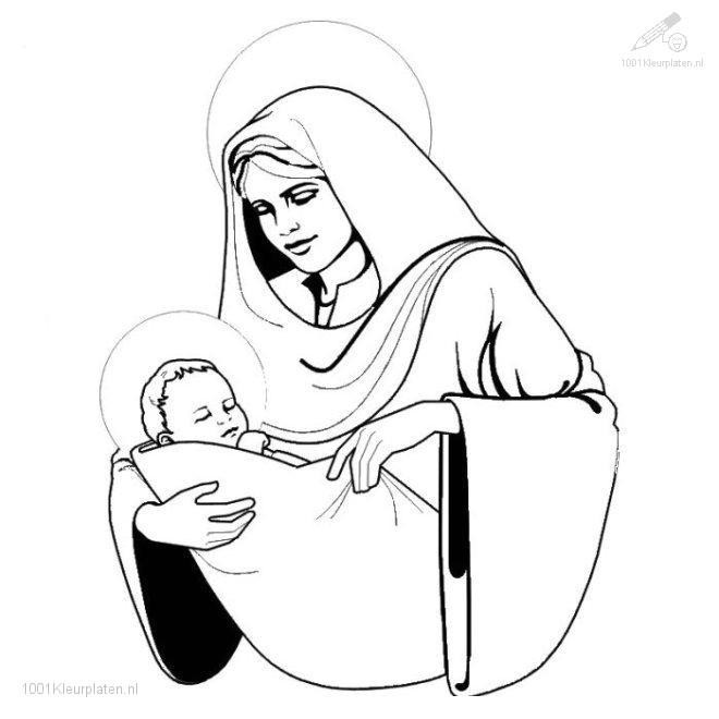 Coloriage et dessins gratuits Marie et Le Petit Jésus vectoriel à imprimer
