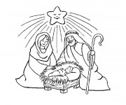 Coloriage Marie Joseph et Jésus