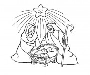 Coloriage Marie Joseph et J&eacute;sus