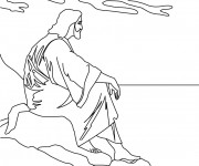 Coloriage M&eacute;ditation de J&eacute;sus