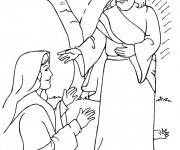Coloriage Paysage de Jésus et une Femme