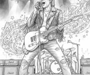 Coloriage Concert de Johnny Hallyday r&eacute;aliste