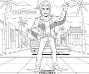 Coloriage et dessins gratuit Johnny Hallyday &agrave; Hollywood à imprimer