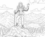 Coloriage Johnny Hallyday &agrave; la montagne