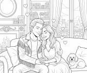 Coloriage Johnny Hallyday amoureux