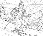 Coloriage Johnny Hallyday au ski