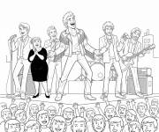 Coloriage Johnny Hallyday avec d'autres chanteurs fran&ccedil;ais populaires