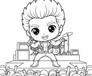 Coloriage et dessins gratuit Johnny Hallyday Chibi à imprimer
