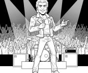 Coloriage Johnny Hallyday confiant sur sc&egrave;ne