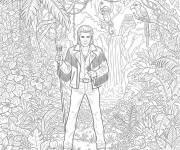 Coloriage Johnny Hallyday dans la jungle