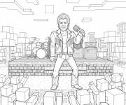 Coloriage Johnny Hallyday dans le monde Minecraft
