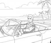 Coloriage et dessins gratuit Johnny Hallyday dans sa voiture à imprimer