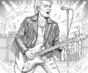 Coloriage Johnny Hallyday en chantant sur sc&egrave;ne