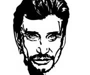 Coloriage et dessins gratuit Johnny Hallyday en noir et blanc à imprimer