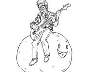 Coloriage Johnny Hallyday jouant au guitare