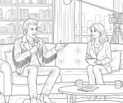 Coloriage et dessins gratuit Johnny Hallyday pendant une interview à imprimer