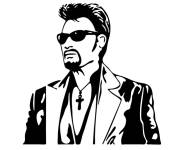 Coloriage et dessins gratuit Johnny Hallyday portant des lunettes solaires à imprimer