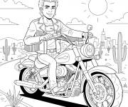 Coloriage Johnny Hallyday sur sa moto