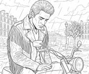 Coloriage et dessins gratuit Johnny Hallyday triste à imprimer