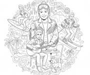 Coloriage Les hobbies de Johnny Hallyday