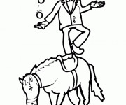 Coloriage Jongleur sur Cheval