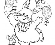 Coloriage Lapin Jongleur dessin animé