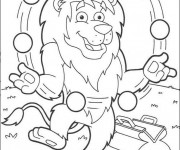 Coloriage Le Lion Jongleur &agrave; colorier