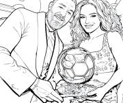 Coloriage Karim Benzema avec le ballon d'or