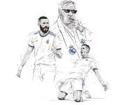 Coloriage et dessins gratuit Karim Benzema, Christiano Ronaldo et Carlo Ancelotti à imprimer