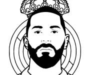 Coloriage Karim Benzema et logo du Real