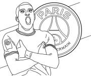 Coloriage Kylian Mbappe et le logo de PSG