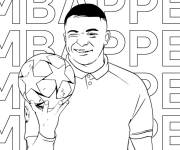 Coloriage Mbapp&eacute; avec le ballon