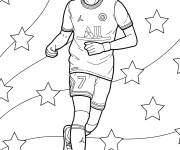 Coloriage Mbapp&eacute; en courant &agrave; motifs en &eacute;toiles
