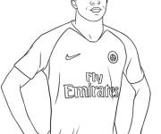 Coloriage Mbapp&eacute; en maillot de PSG