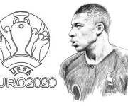 Coloriage et dessins gratuit Mbapp&eacute; pendant l'euro 2020 à imprimer
