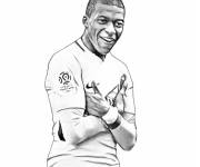 Coloriage Mbapp&eacute; r&eacute;aliste dans la coupe du monde 2022